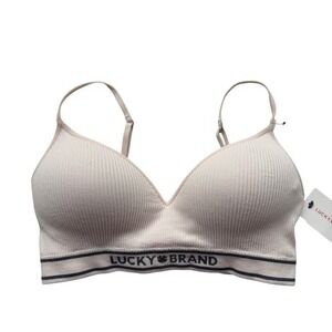 NWT Lucky Brand Pink Ribbed Knit Bralette Wireless Bra Size 34C